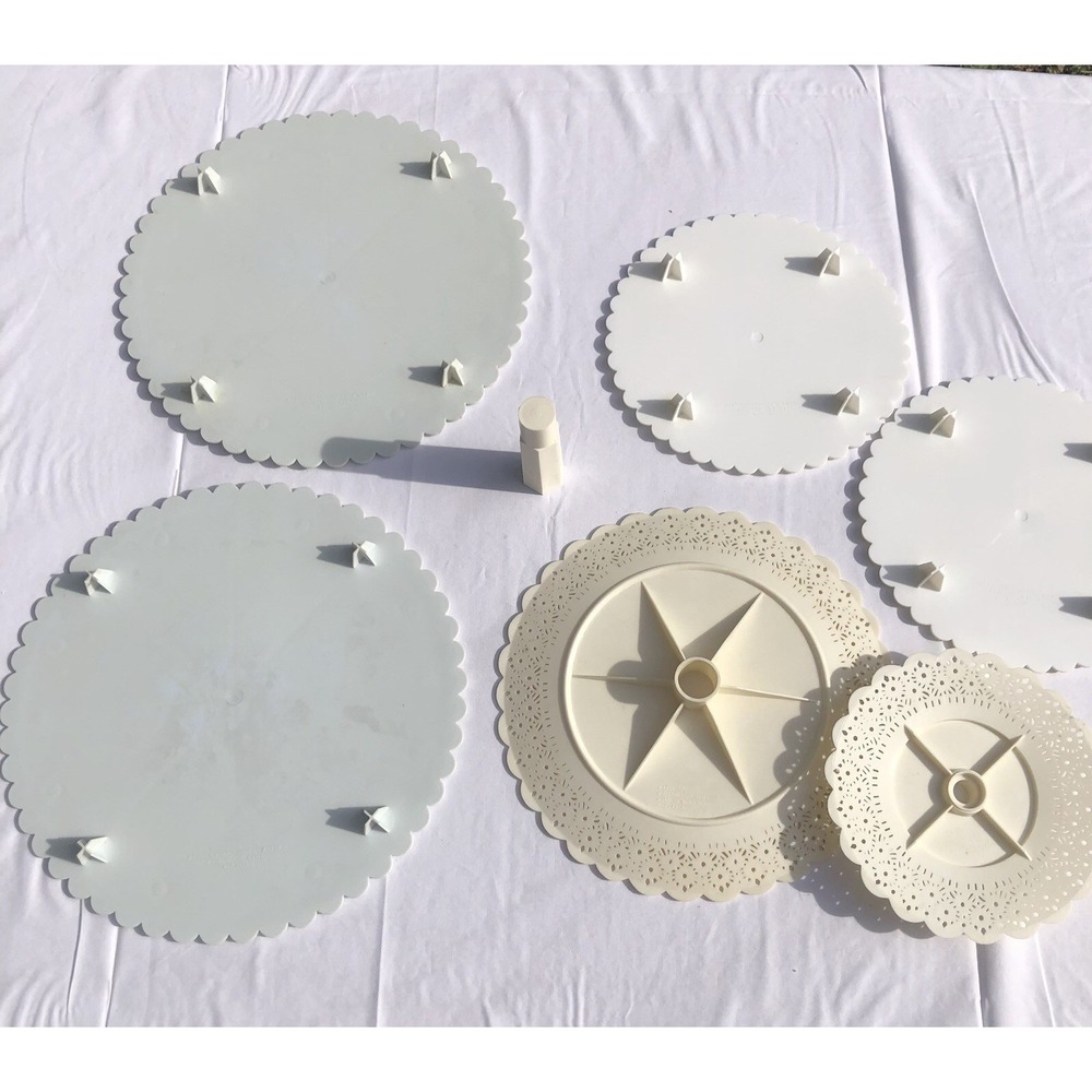 Vintage Wilton Tier Wedding Cake Lot 6 Plates Tray Separators Hong Kong Dividers